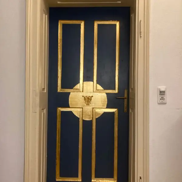 black and gold front door